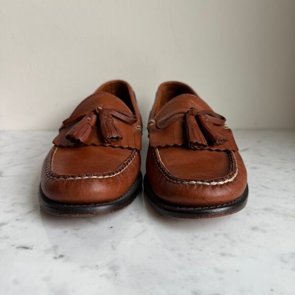 L.L. Bean Brown Leather Tassel Loafers Preppy Men’s Size 7.5 | Women's 9 - Picture 2 of 10